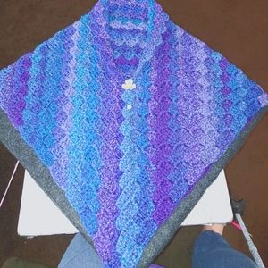 Hand Crafted Blue and Purple Scarf Wrap